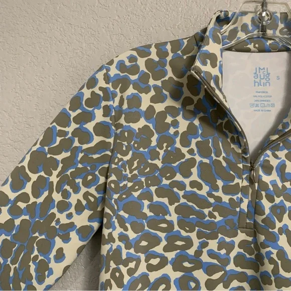 J McLaughlin Shirt Top Womens S Catalina Cloth Leopard Print Golf Tennis 1/4 Zip - Picture 6 of 16